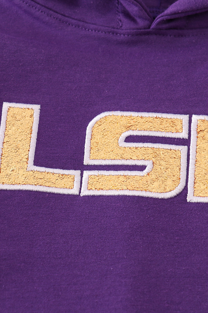 Lsu Glitter Hoodie Top