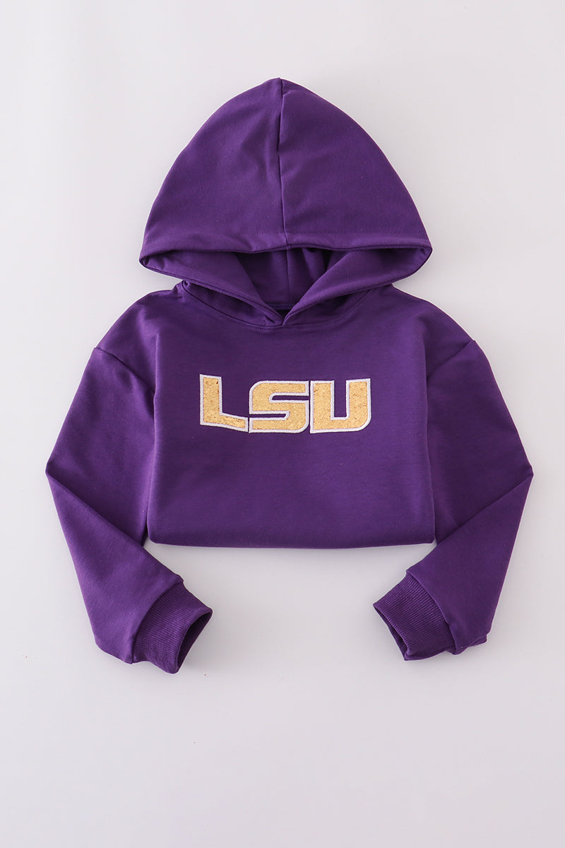 Lsu Glitter Hoodie Top