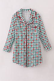 Green Bow Plaid Mom Gown