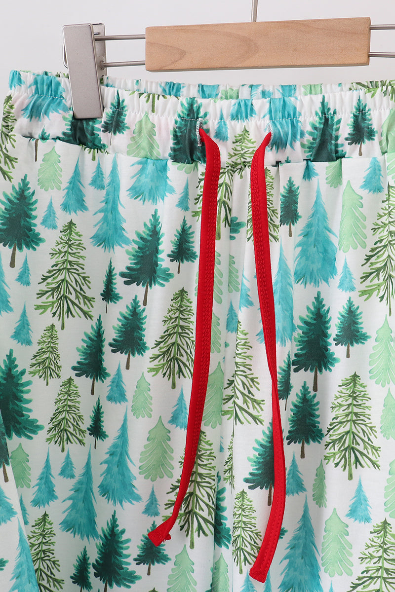Green Christmas Tree Print Dad Pajamas Pants Set