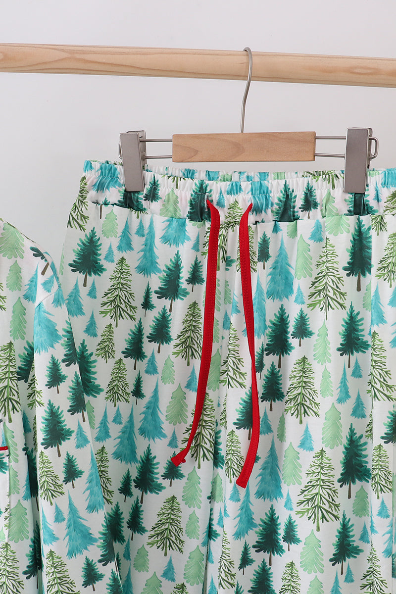Green Christmas Tree Print Dad Pajamas Pants Set
