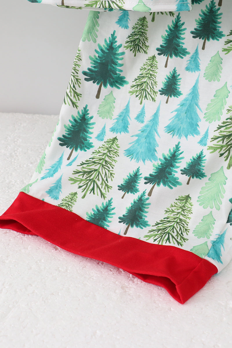 Green Christmas Tree Print Dad Pajamas Pants Set