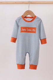 Jesus Loves Me Embroidery Boy Romper