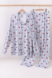 Blue Santa Claus Bamboo Dad Pajamas Set