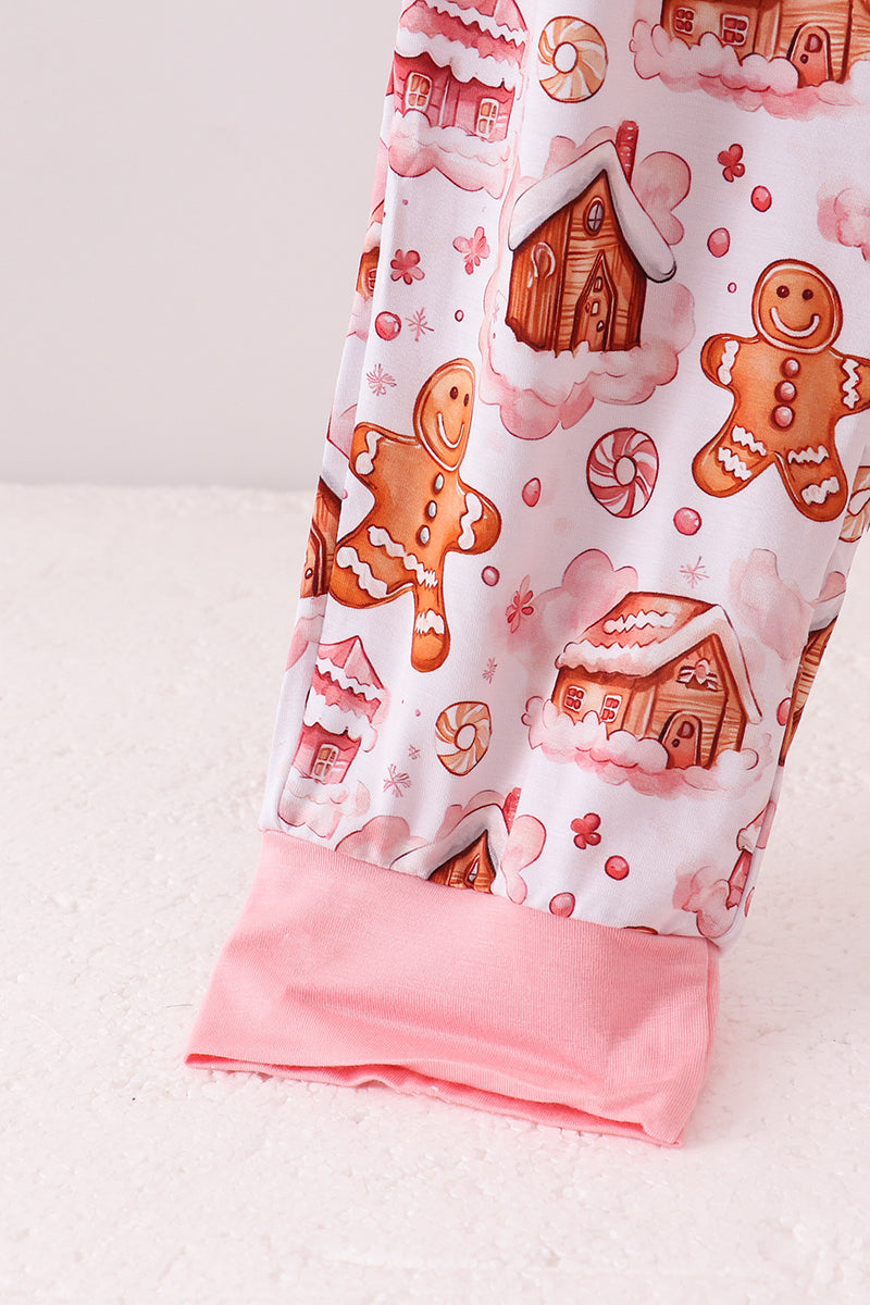 Pink Gingerbread House Bamboo Mom Pajmas Pants