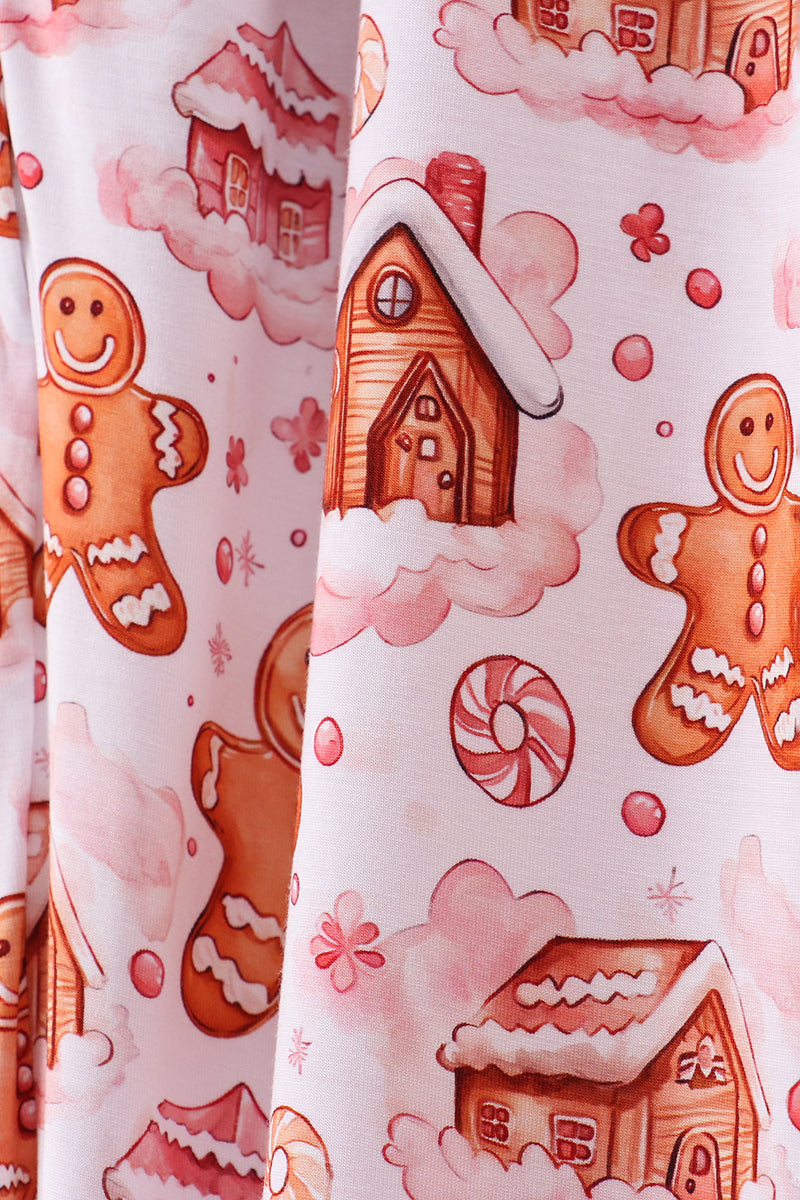 Pink Gingerbread House Bamboo Mom Pajmas Pants