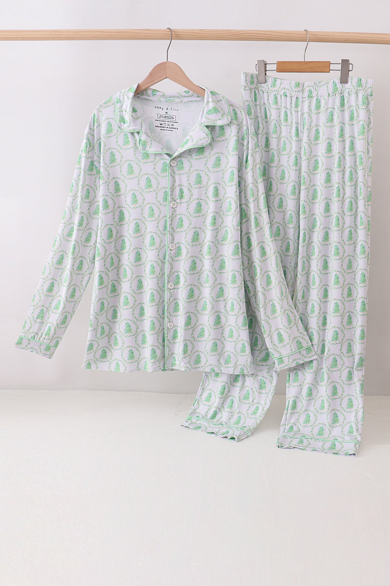 Green Christmas Tree Bamboo Dad Pajama Set