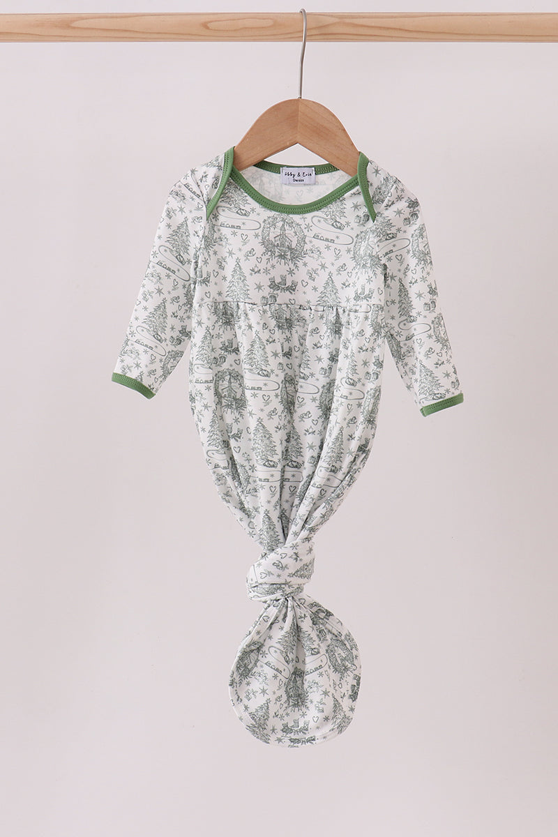 Green Christmas Tree Print Gown