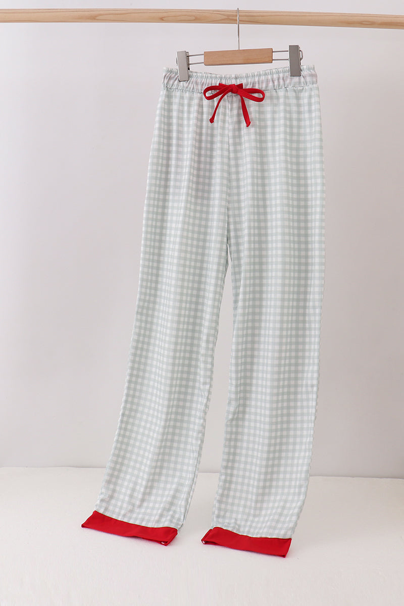 Sage Gingham Mom Pajama Pants