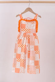 Orange Tennessee Patchwork Ruffle Jumpsuit
