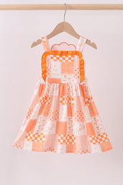 Orange Tennessee Applique Patchwork Ruffle Dress
