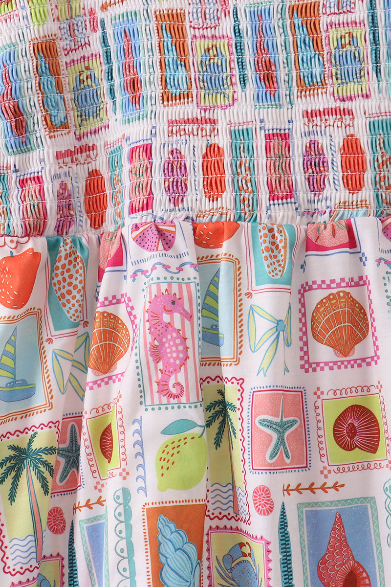 Pink Enjoy Beach Smocked Mom&me Dress