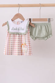 Lawb Of God Applique Plaid Bloomer Set