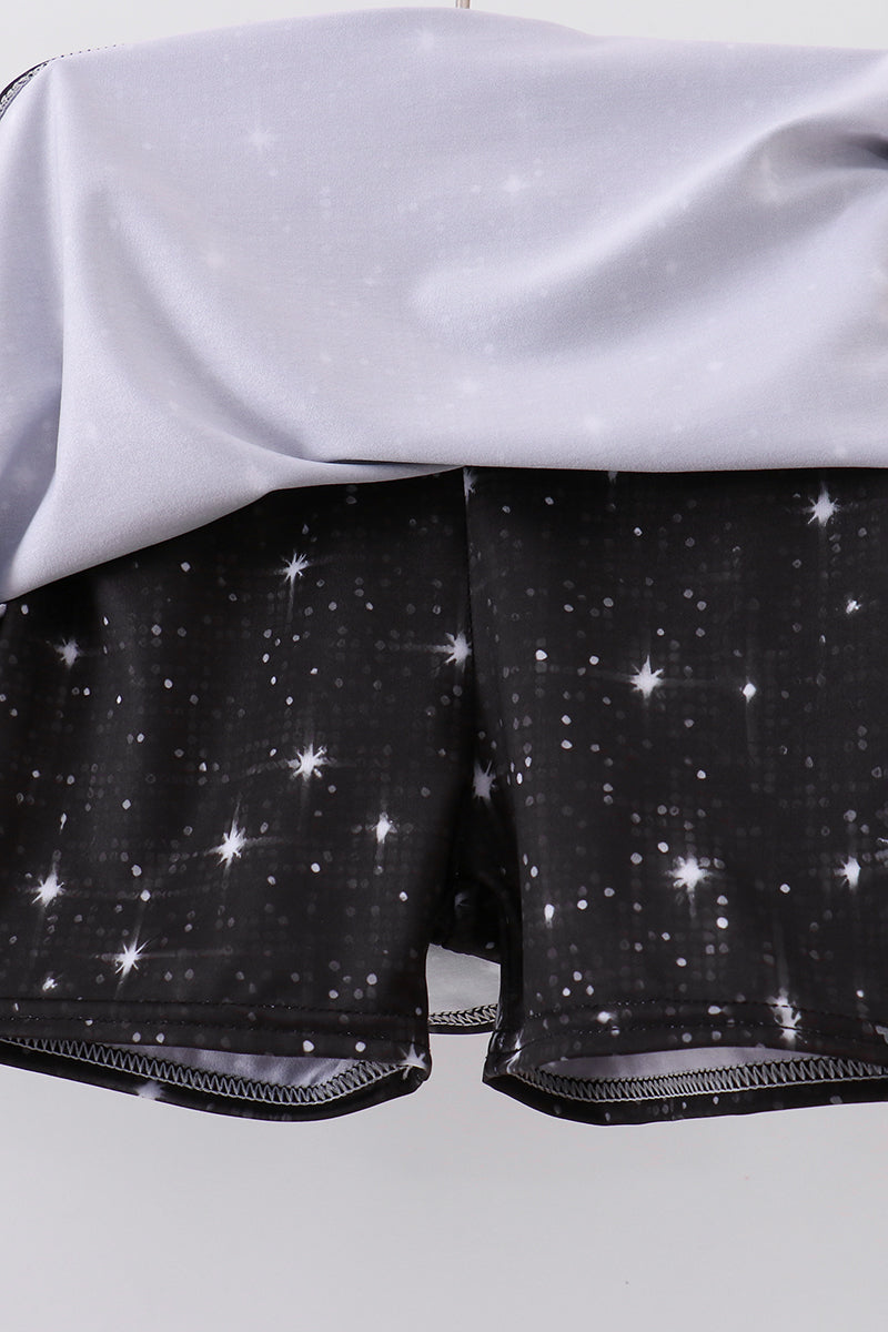 Black Glitter Skort Set