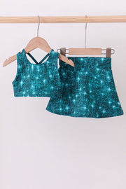 Teal Glitter Skort Set