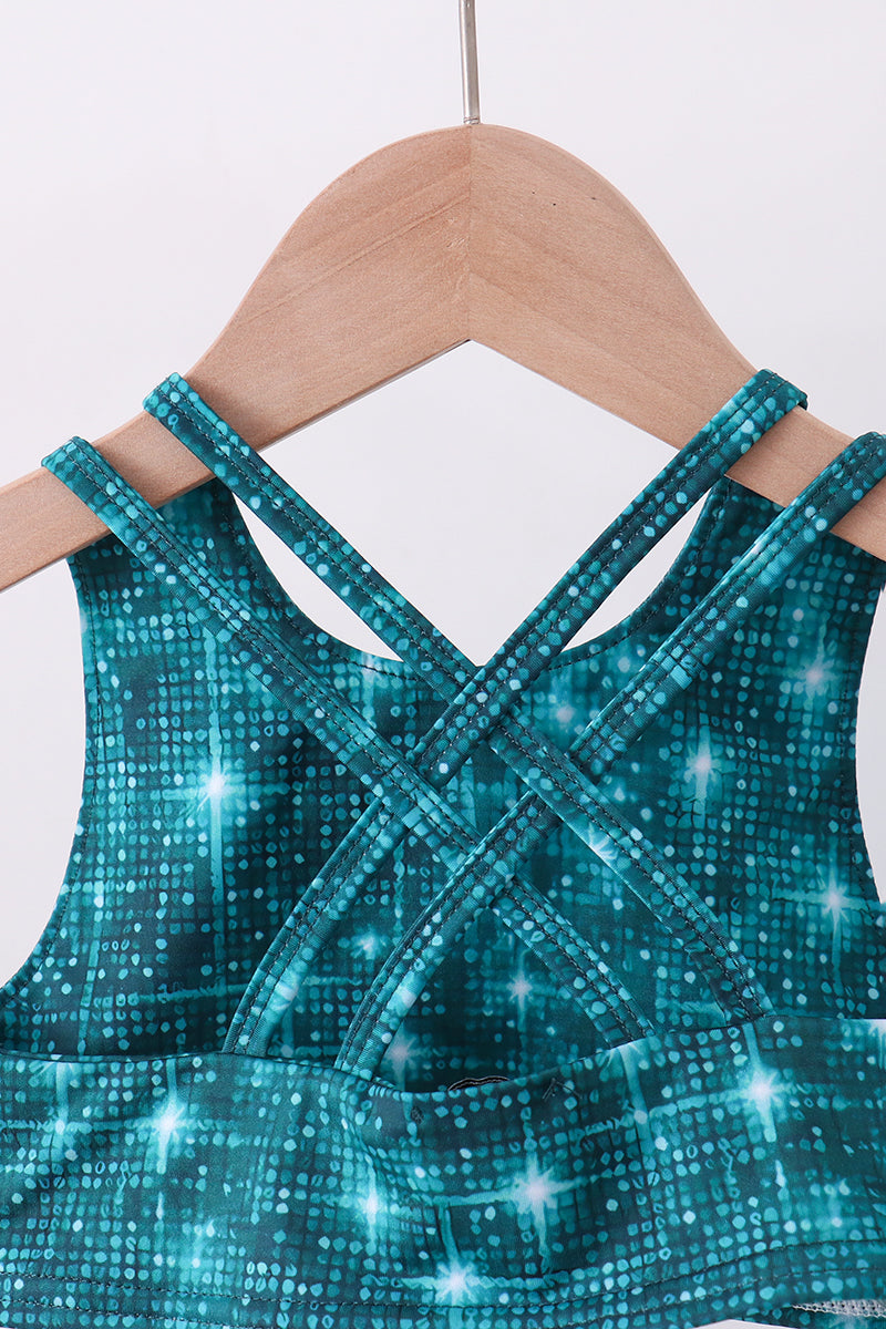 Teal Glitter Skort Set