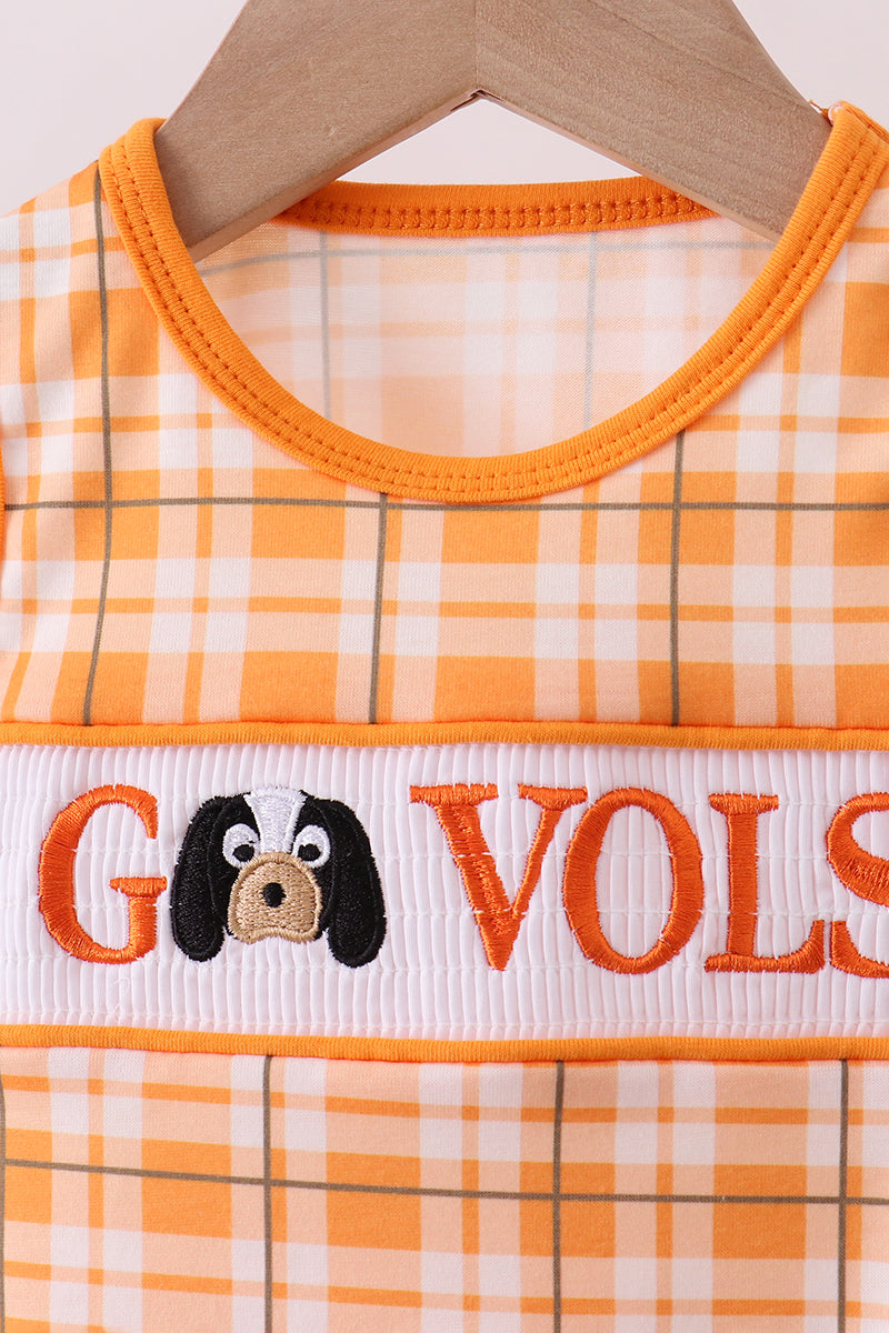 Tennessee Go Vols Smocked Plaid Bubble
