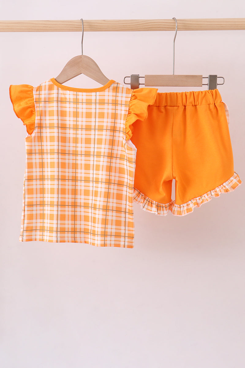 Tennessee Go Vols Smocked Plaid Ruffle Shorts Set