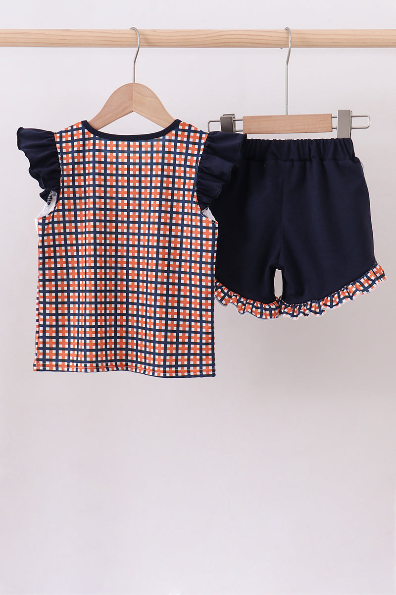 Auburn War Eagle Smocked Ruffle Short Set