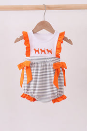 Orange Tennessee Embroidery Ruffle Stripe Bubble