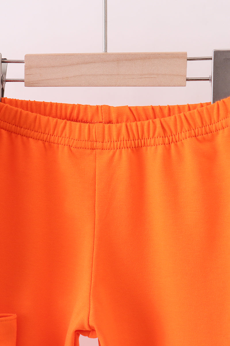Orange Tennessee Embroidery Stripe Ruffle Pants Set