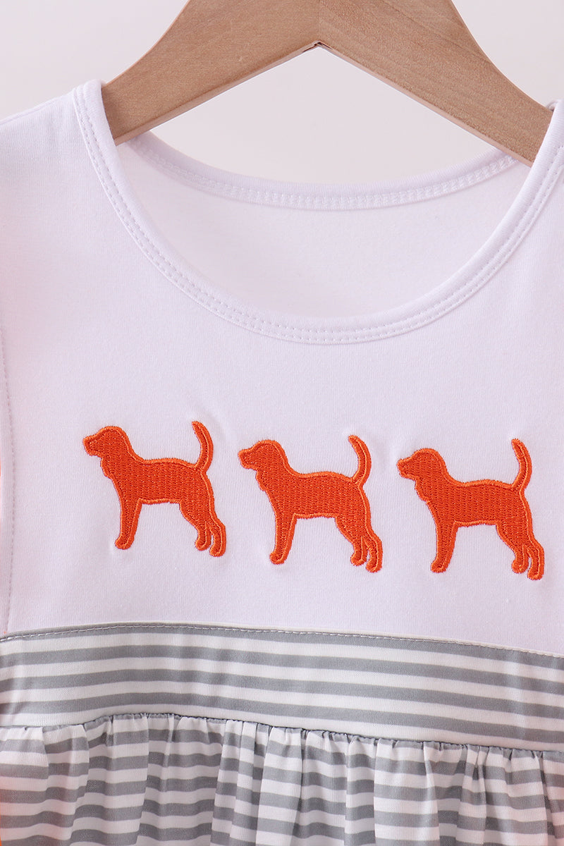 Orange Tennessee Embroidery Stripe Ruffle Pants Set