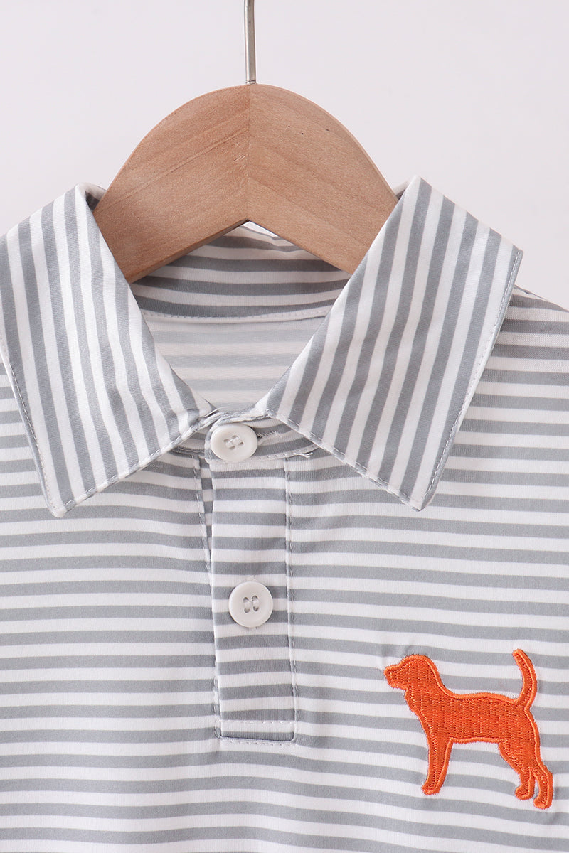 Orange Tennessee Embroidery Stripe Button Down Shirt