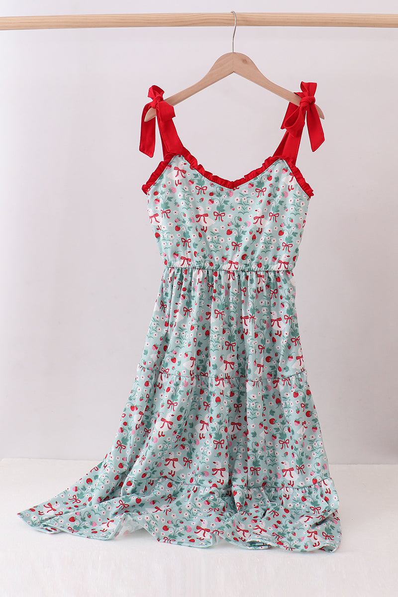 Starwberry Goose Print Women Dress