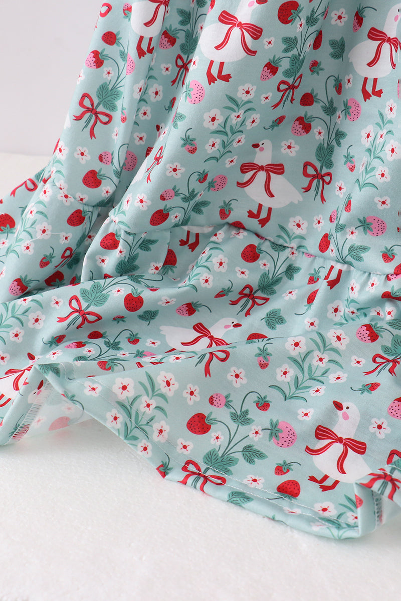 Starwberry Goose Print Women Dress