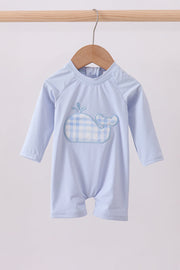 Blue Whale Applique One-piece Swimsuit