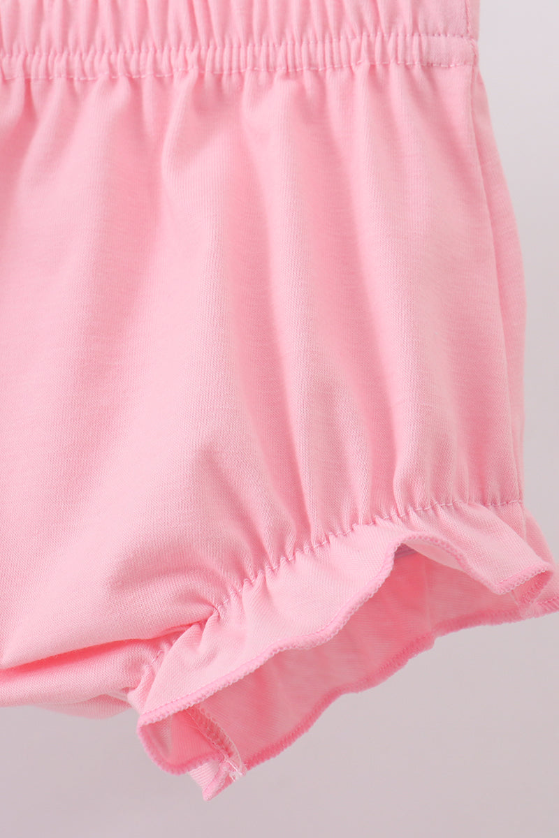Pink Character Smocked Ruffle Bloomer Set