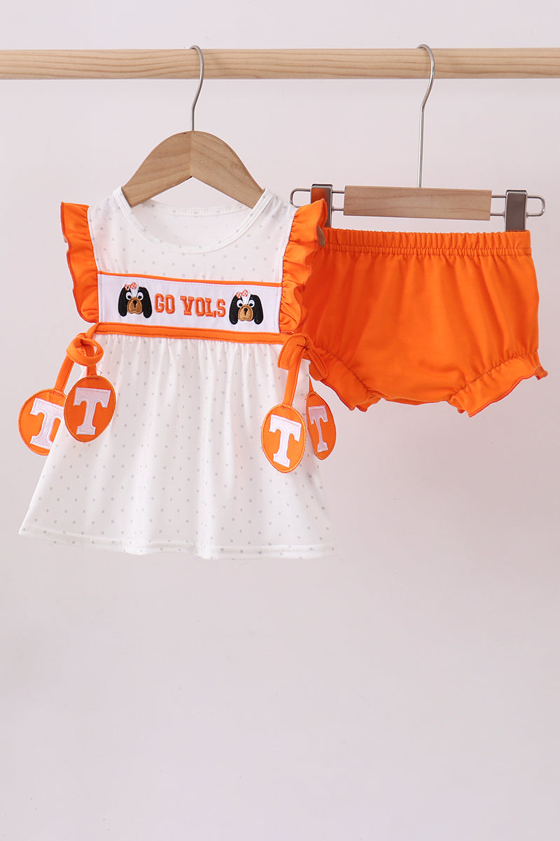 Tennessee Go Vols Embroidery Bow Bloomer Set