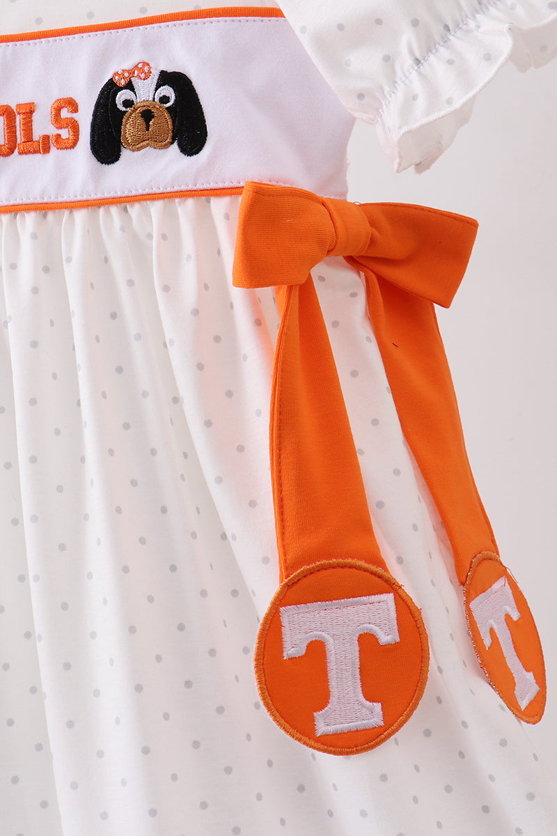 Tennessee Go Vols Embroidery Bow Dress