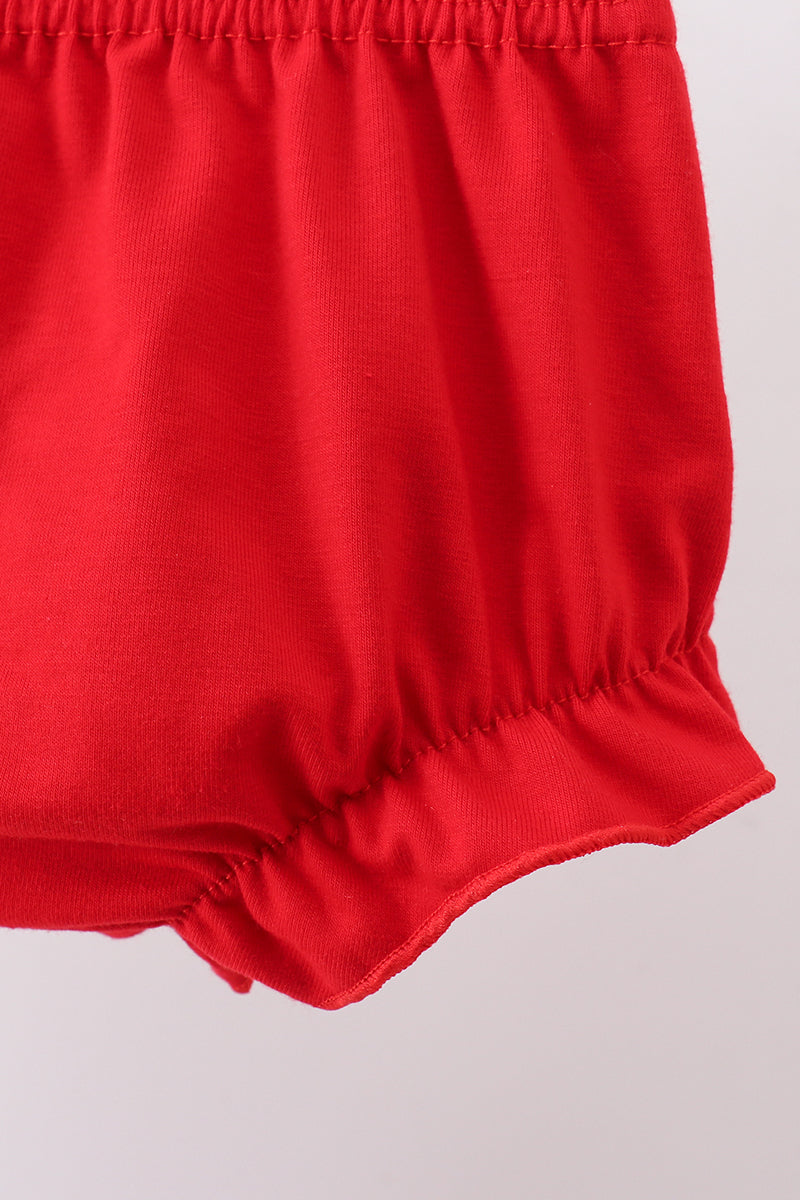 Red Star Applique Ruffle Bloomer Set