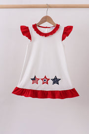 Red Star Applique Ruffle Dress