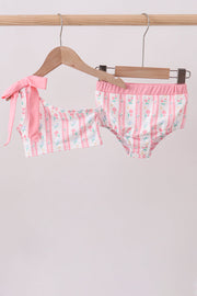 Blush Floral Print Bow 2pc Swimsuit