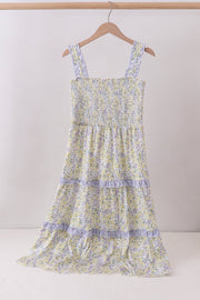 Golden Meadow Floral Smocked Tiered Dress (length 41.33inch)
