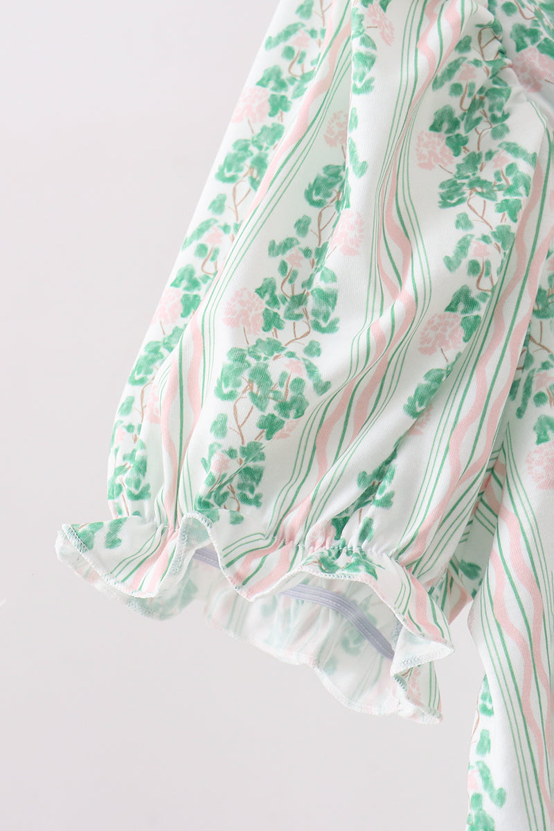Green Floral Stripe Dress (length 41.33in)