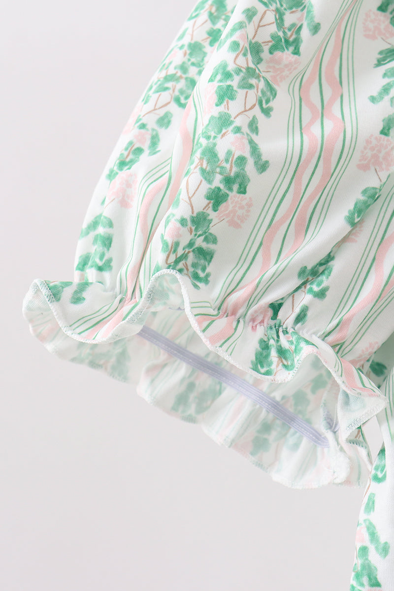 Green Floral Stripe Dress (length 41.33in)