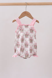 Pink Carousel Print Ruffle Bubble