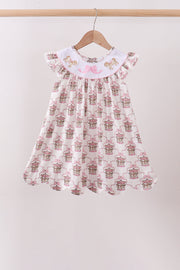 Pink Carousel Embroidery Ruffle Dress