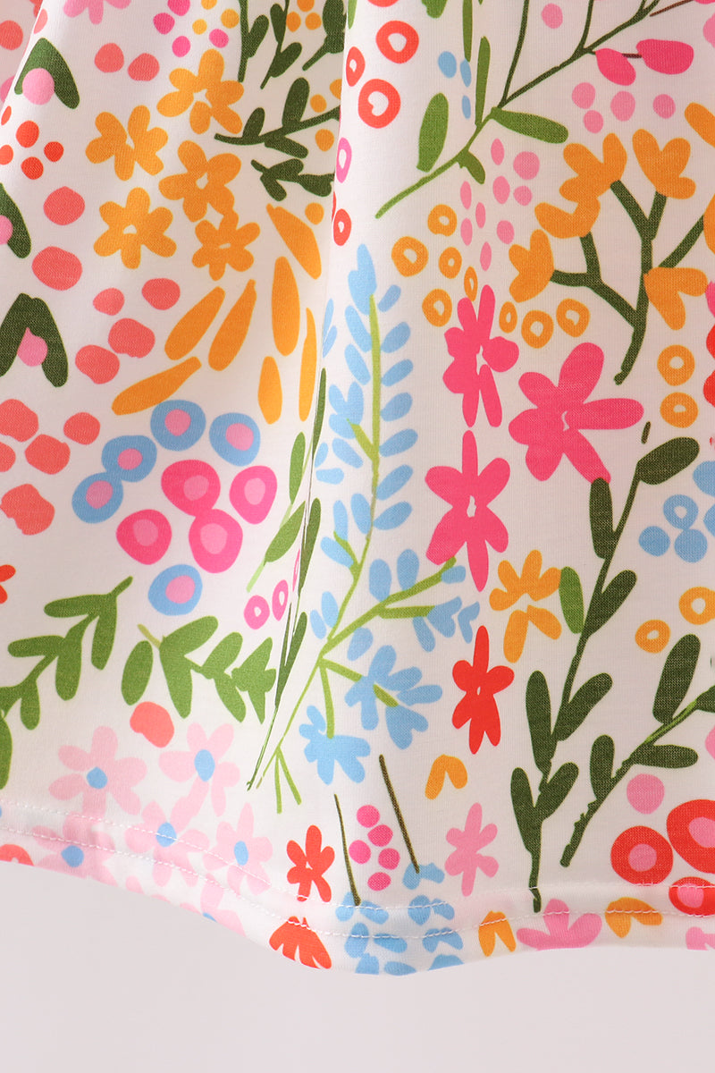 Summer Floral Print Smocked Mom&me Dress