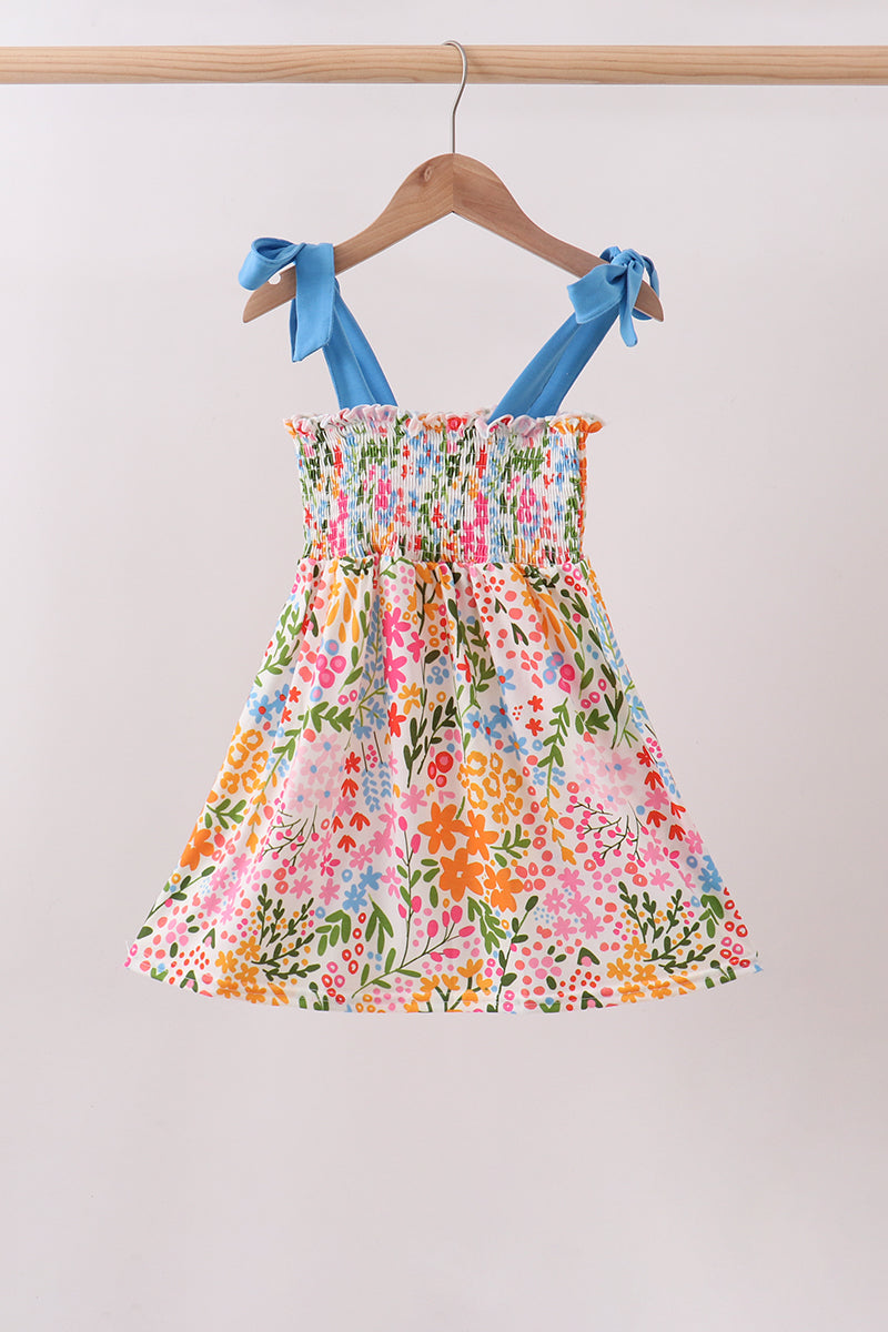 Summer Floral Print Smocked Mom&me Dress