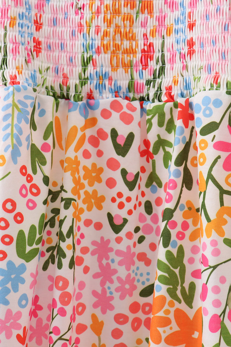 Summer Floral Print Smocked Mom&me Dress