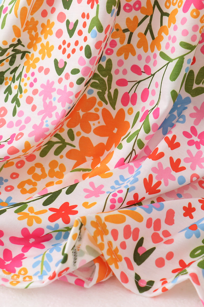 Summer Floral Print Smocked Mom&me Dress