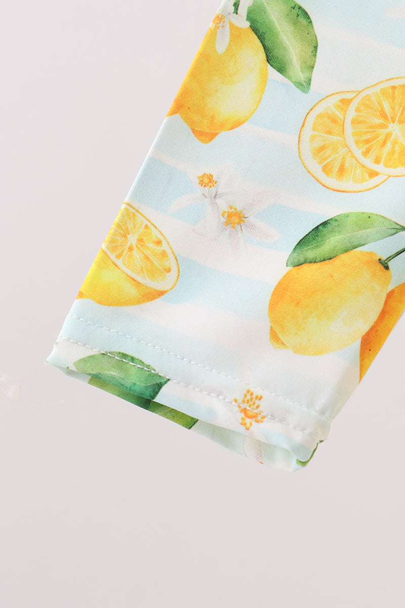 Lemon Print Ruffle Rashguard