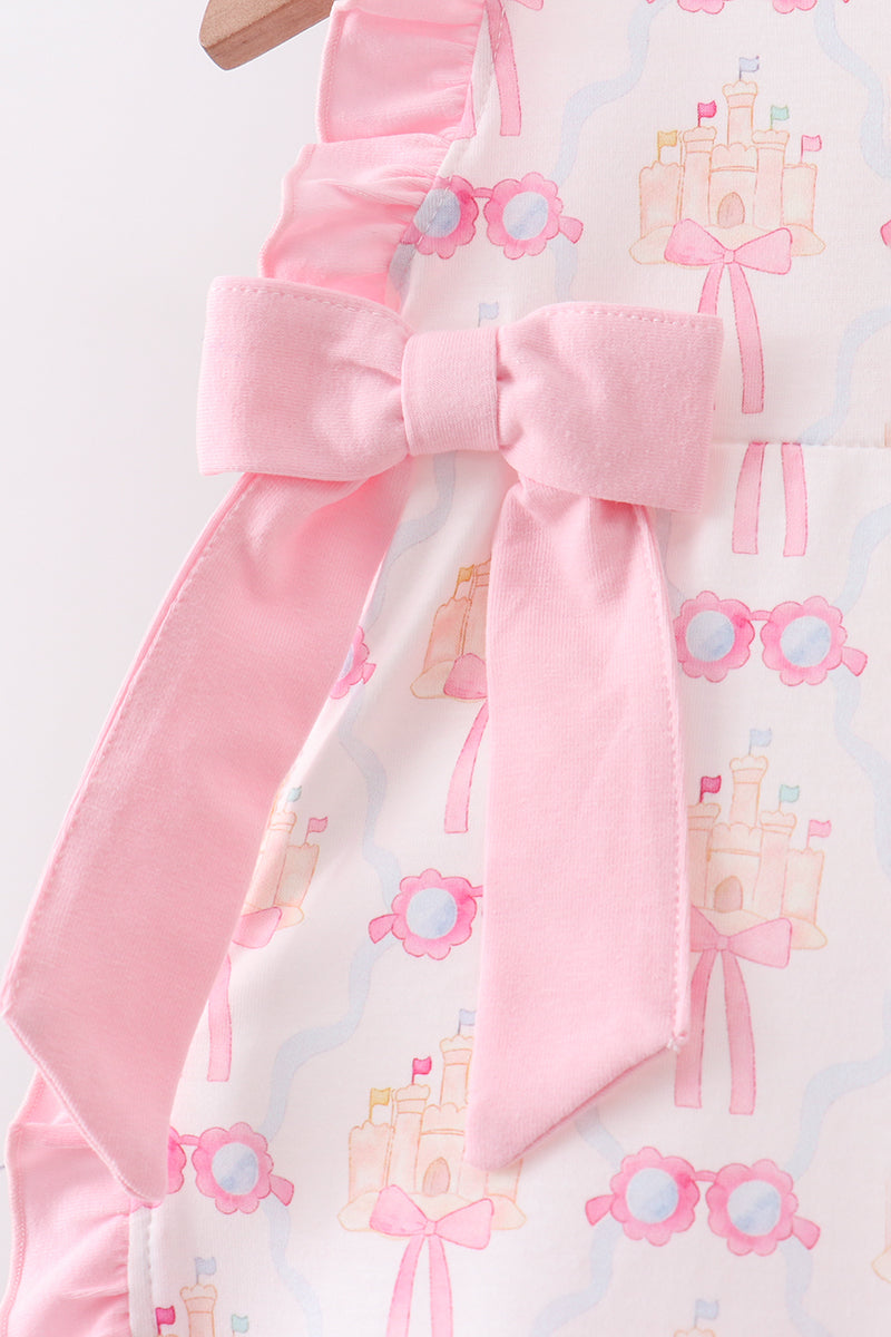 Pink Bow Castle Ruffle Bloomer Set