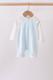 Blue Plaid Upf Swim One-piece