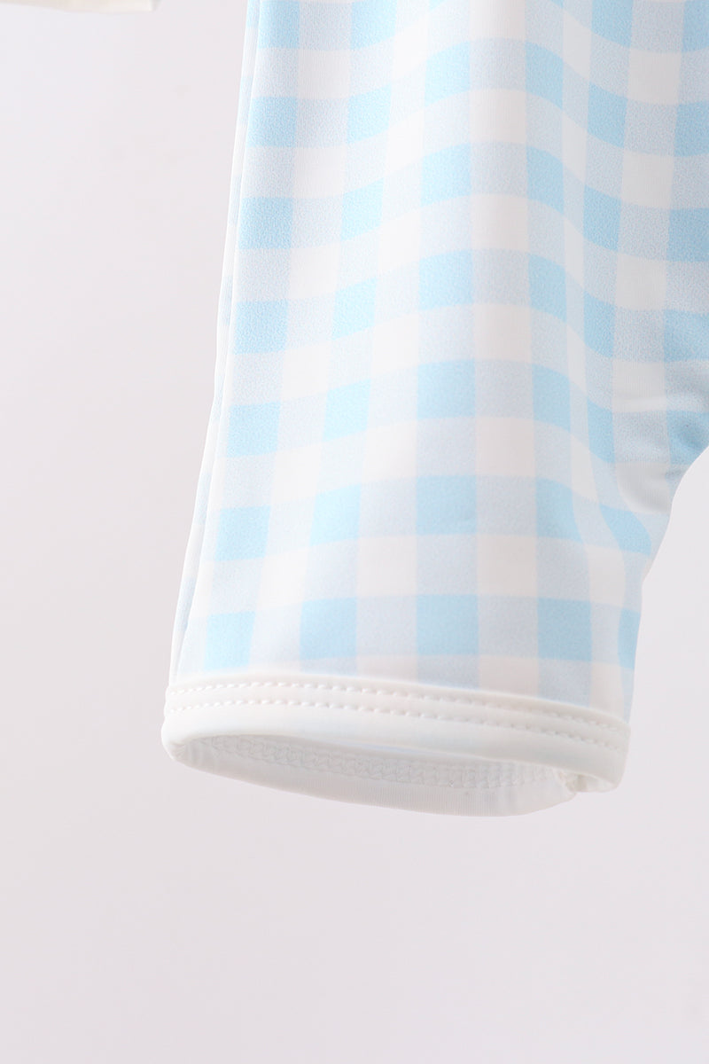 Blue Plaid Upf Swim One-piece