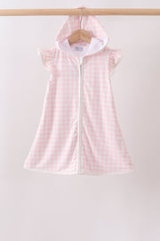 Pink Plaid Upf Swim Coverup